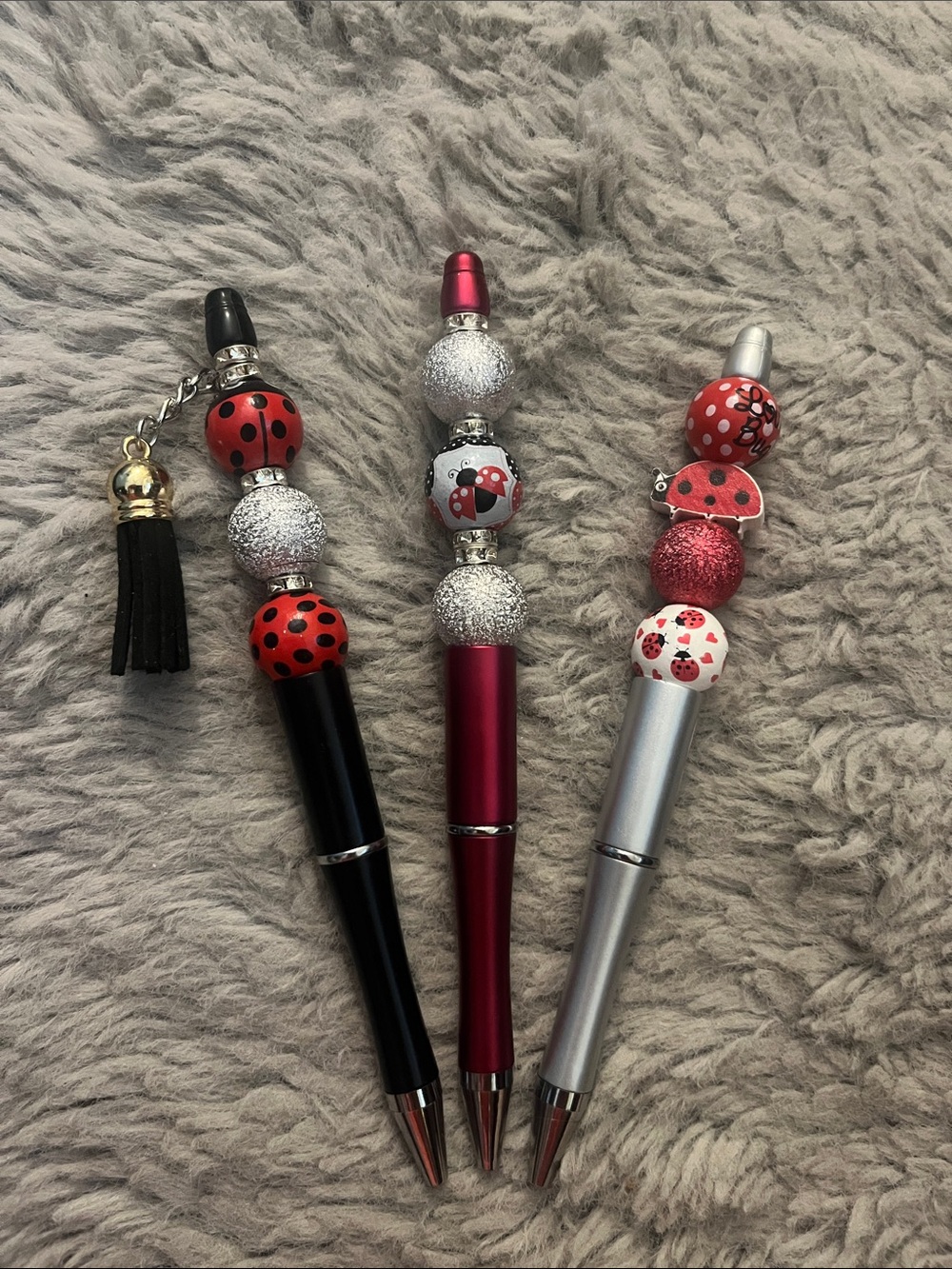 Ladybug Beaded Pen Trio- Red, Black, Silver Great Teacher, Nurse Gift Idea 25